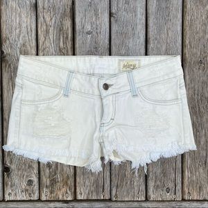 Siwy Camilla Distressed Denim Shorts Off White Frayed Hem Signature Pocket